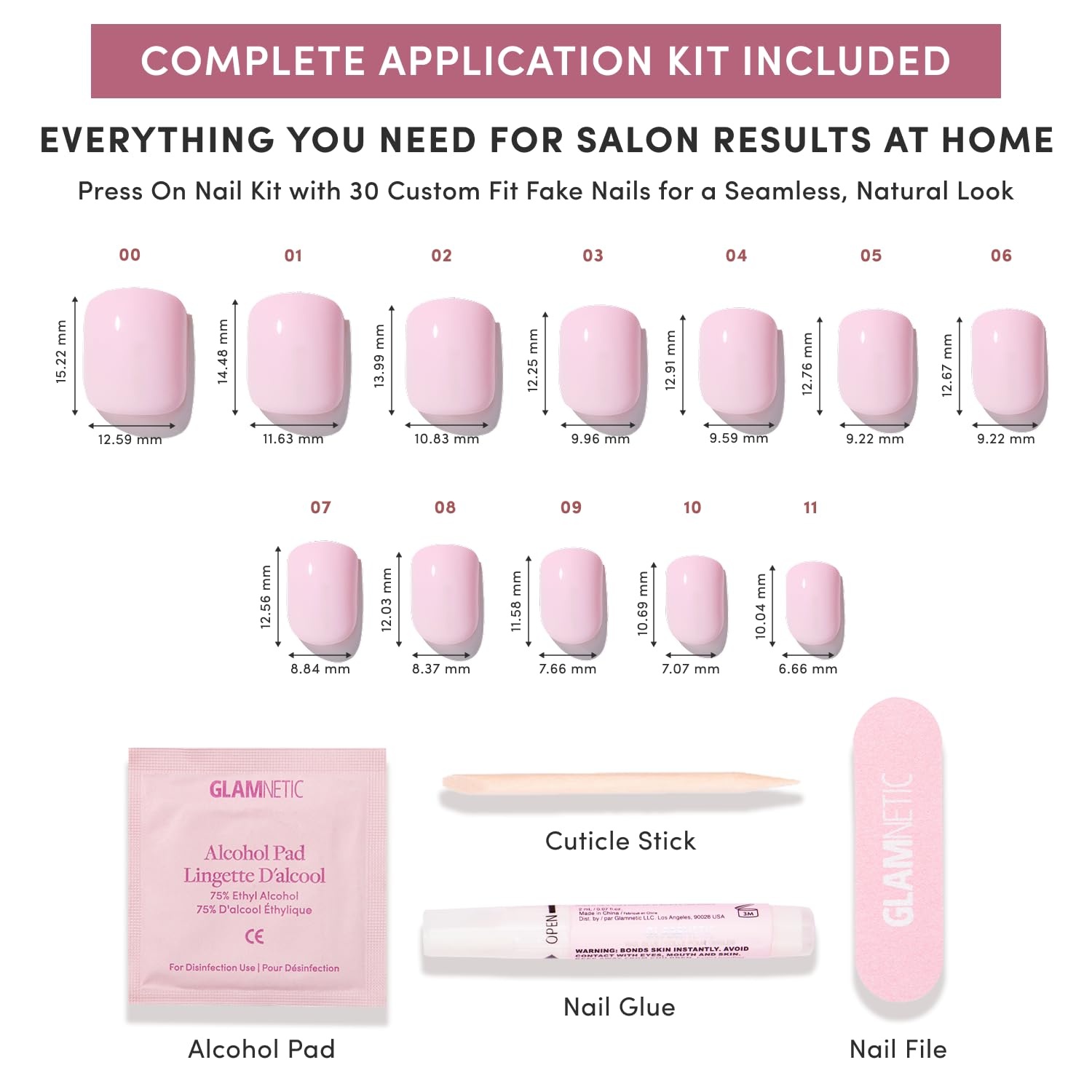 image:imageGlamnetic Press On Nails Short Round Glossy Fake Nails 30 Pc Full Kit3 Pink Pop
