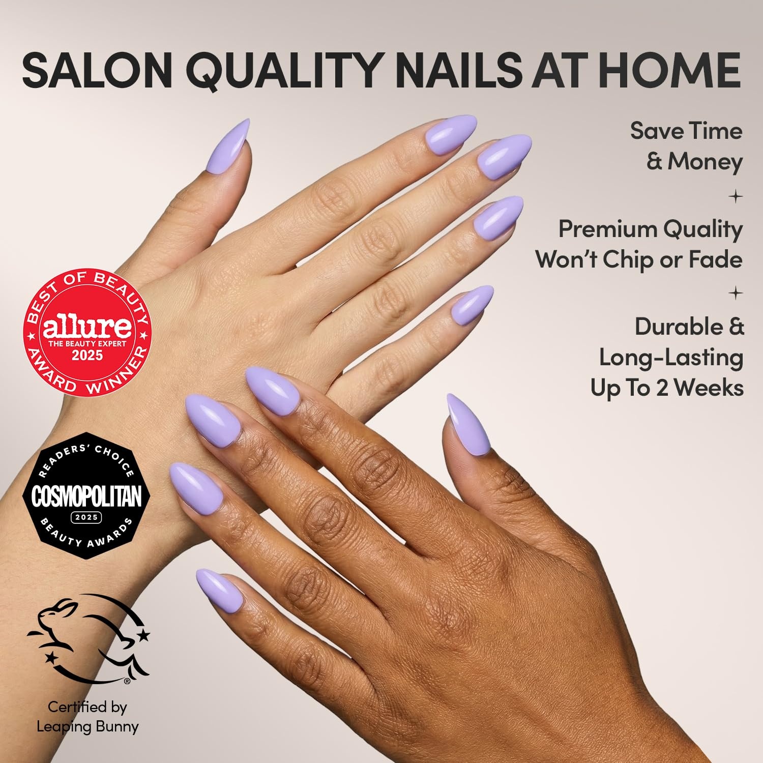 image:imageGlamnetic Press On Nails Short Round Glossy Fake Nails 30 Pc Full Kit6 Periwinkle