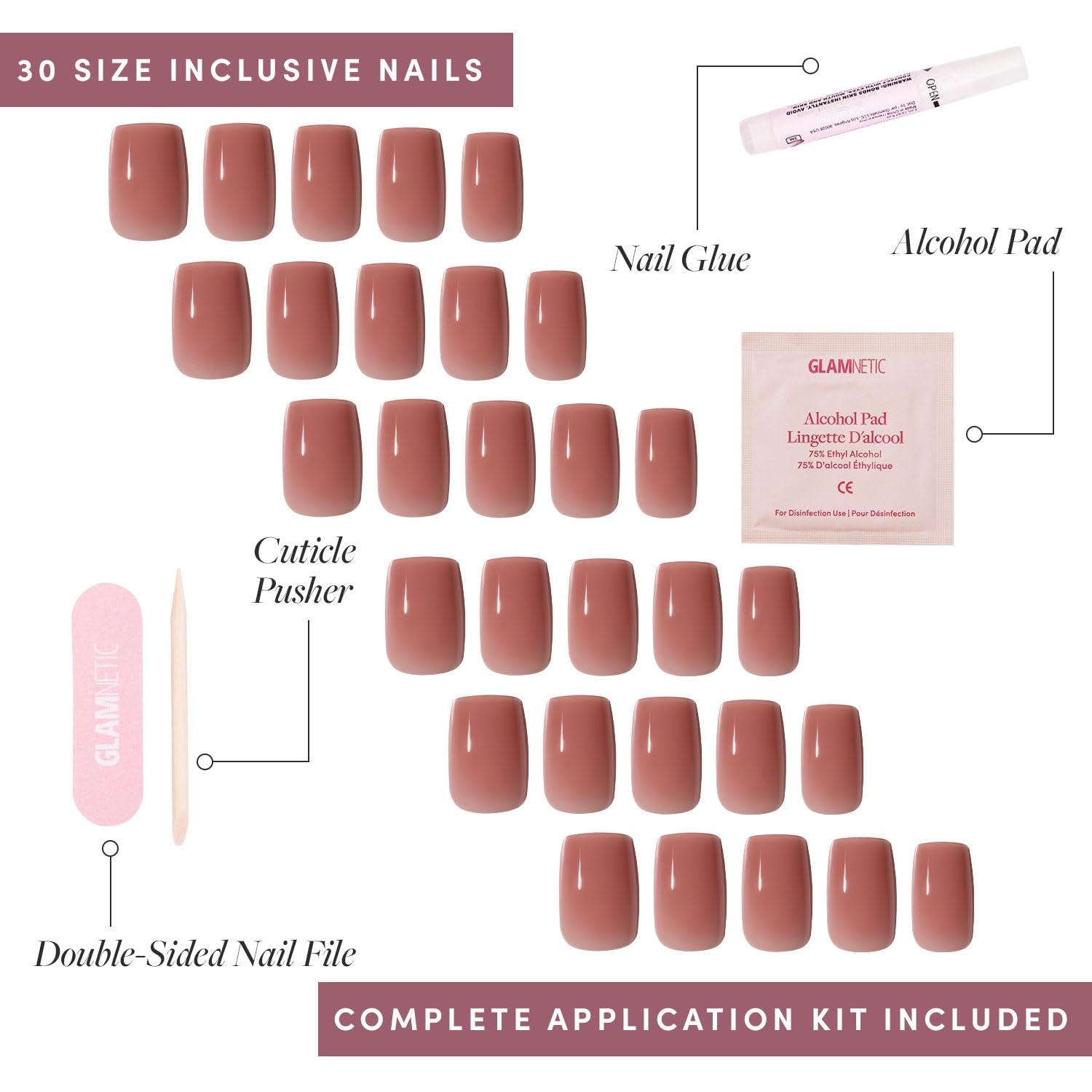 image:imageGlamnetic Press On Nails Short Round Glossy Fake Nails 30 Pc Full Kit7 Dusty Pink