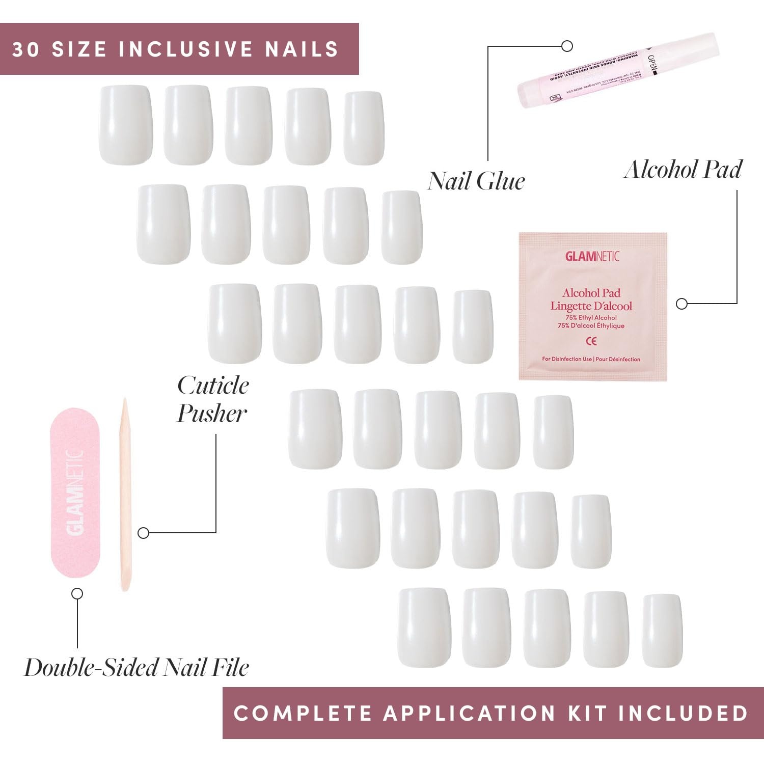 image:imageGlamnetic Press On Nails Short Round Glossy Fake Nails 30 Pc Full KitBailey