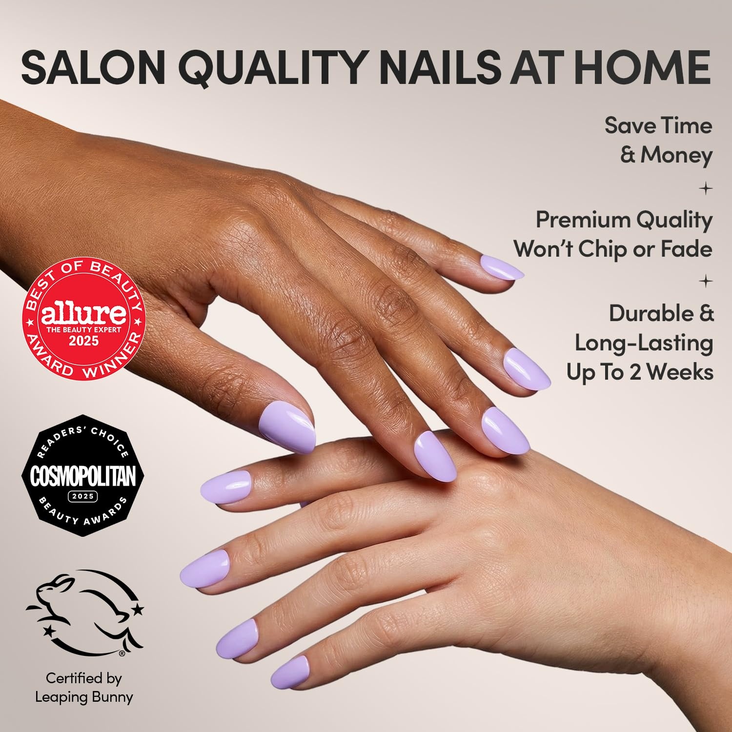 image:imageGlamnetic Press On Nails Short Round Glossy Fake Nails 30 Pc Full KitLilac