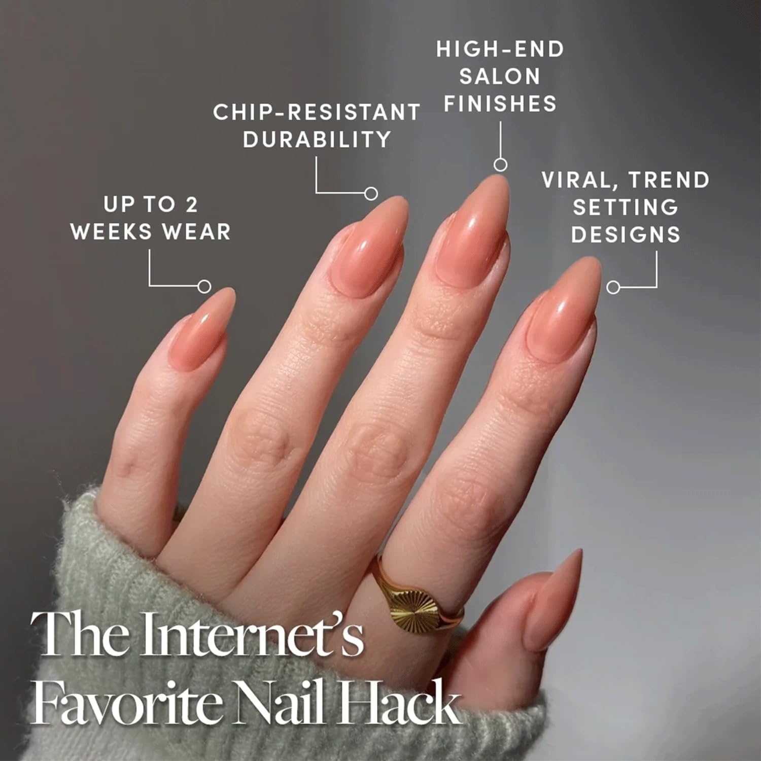 image:imageGlamnetic Press On Nails Short Round Glossy Fake Nails 30 Pc Full KitSheer Peach