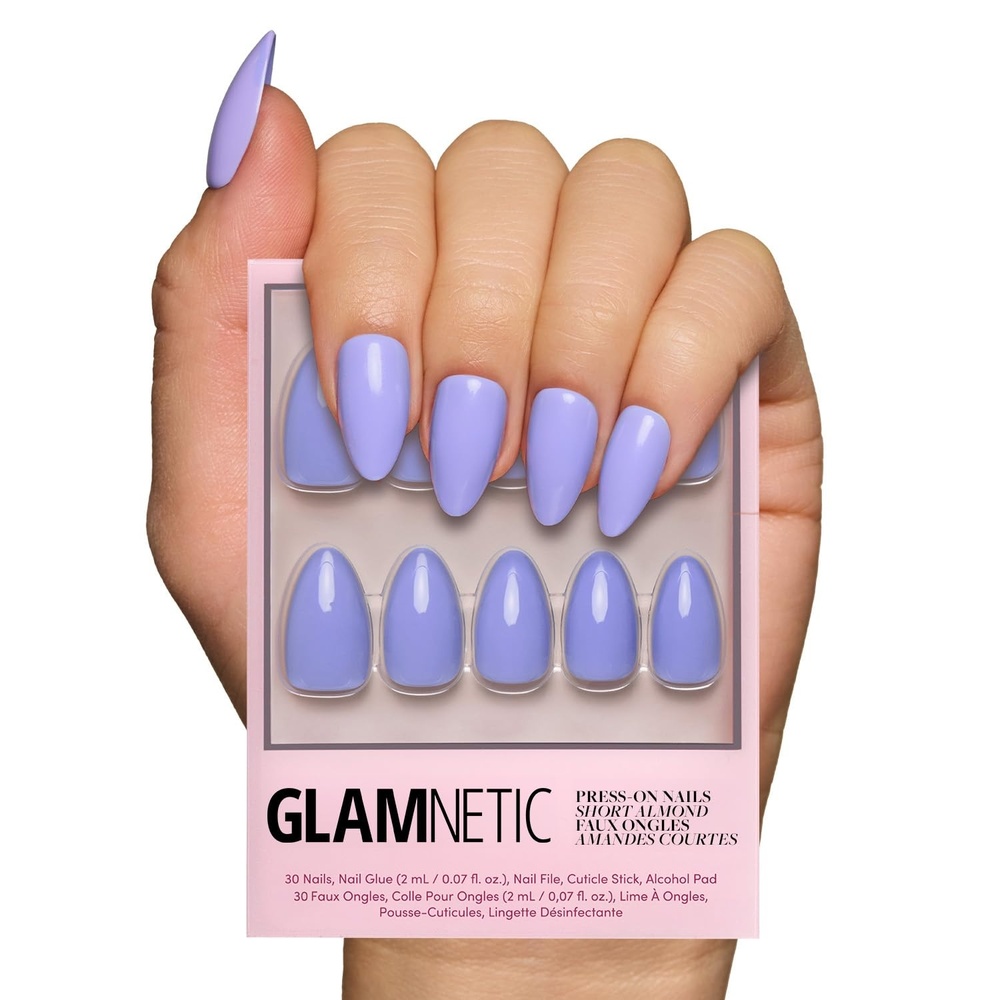 image:imageGlamnetic Press On Nails Short Round Glossy Fake Nails 30 Pc Full Kit6 Periwinkle