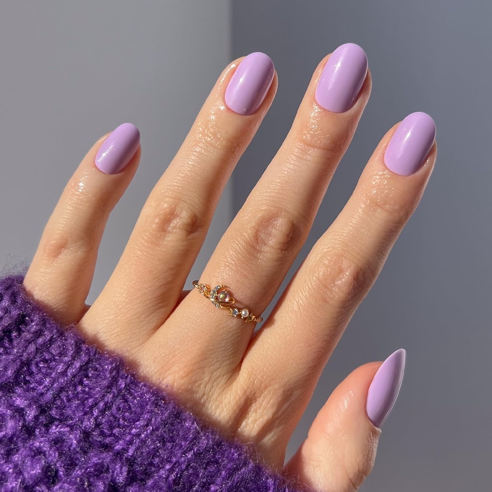 image:imageGlamnetic Press On Nails Short Round Glossy Fake Nails 30 Pc Full KitLilac