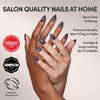 Glamnetic Press On Nails – Short Round, Glossy Fake Nails 30 Pc Full Kit(Ash Gray)