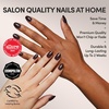 Glamnetic Press On Nails – Short Round, Glossy Fake Nails 30 Pc Full Kit(Bark Brown)