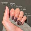Glamnetic Press On Nails – Short Round, Glossy Fake Nails 30 Pc Full Kit(Bark Brown)