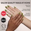 Glamnetic Press On Nails – Short Round, Glossy Fake Nails 30 Pc Full Kit(Moss Green)