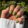 Glamnetic Press On Nails – Short Round, Glossy Fake Nails 30 Pc Full Kit(Moss Green)