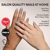 Glamnetic Press On Nails – Short Round, Glossy Fake Nails 30 Pc Full Kit(Pure Gray)