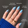 Glamnetic Press On Nails – Short Round, Glossy Fake Nails 30 Pc Full Kit(Soft Blue)