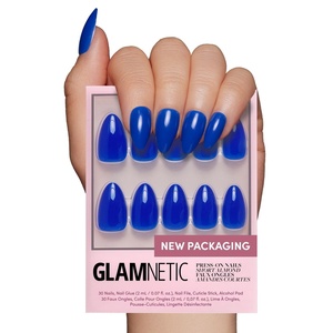 Glamnetic Press On Nails – Short Round, Glossy Fake Nails 30 Pc Full Kit(1 – Cobalt Blue)