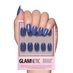 Glamnetic Press On Nails – Short Round, Glossy Fake Nails 30 Pc Full Kit(5 – Regal Blue)