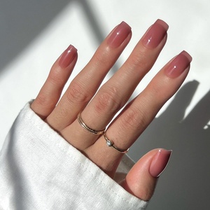 Glamnetic Press On Nails – Short Round, Glossy Fake Nails 30 Pc Full Kit(7 – Dusty Pink)