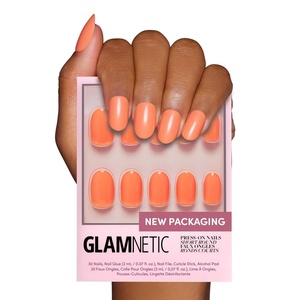 Glamnetic Press On Nails – Short Round, Glossy Fake Nails 30 Pc Full Kit(Apricot)
