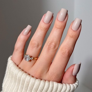 Glamnetic Press On Nails – Short Round, Glossy Fake Nails 30 Pc Full Kit(Bare Bliss)