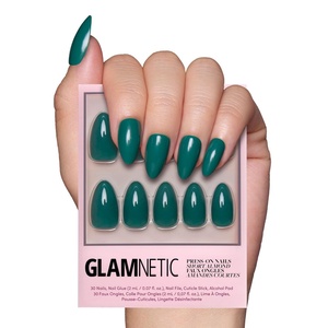 Glamnetic Press On Nails – Short Round, Glossy Fake Nails 30 Pc Full Kit(Emerald Green)