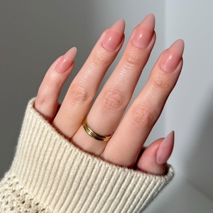 Glamnetic Press On Nails – Short Round, Glossy Fake Nails 30 Pc Full Kit(Sheer Pink)