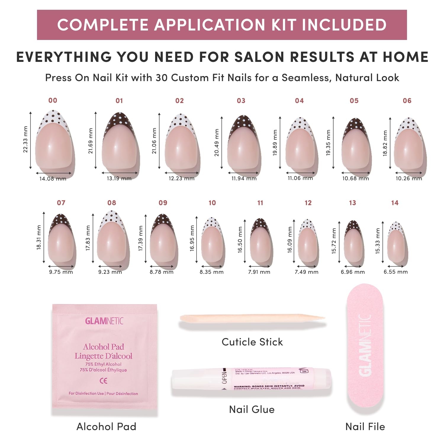 image:imageGlamnetic Press On Nails Short Almond Glossy Fake Nails 30 Pc Full Kit1B Polka In Positano