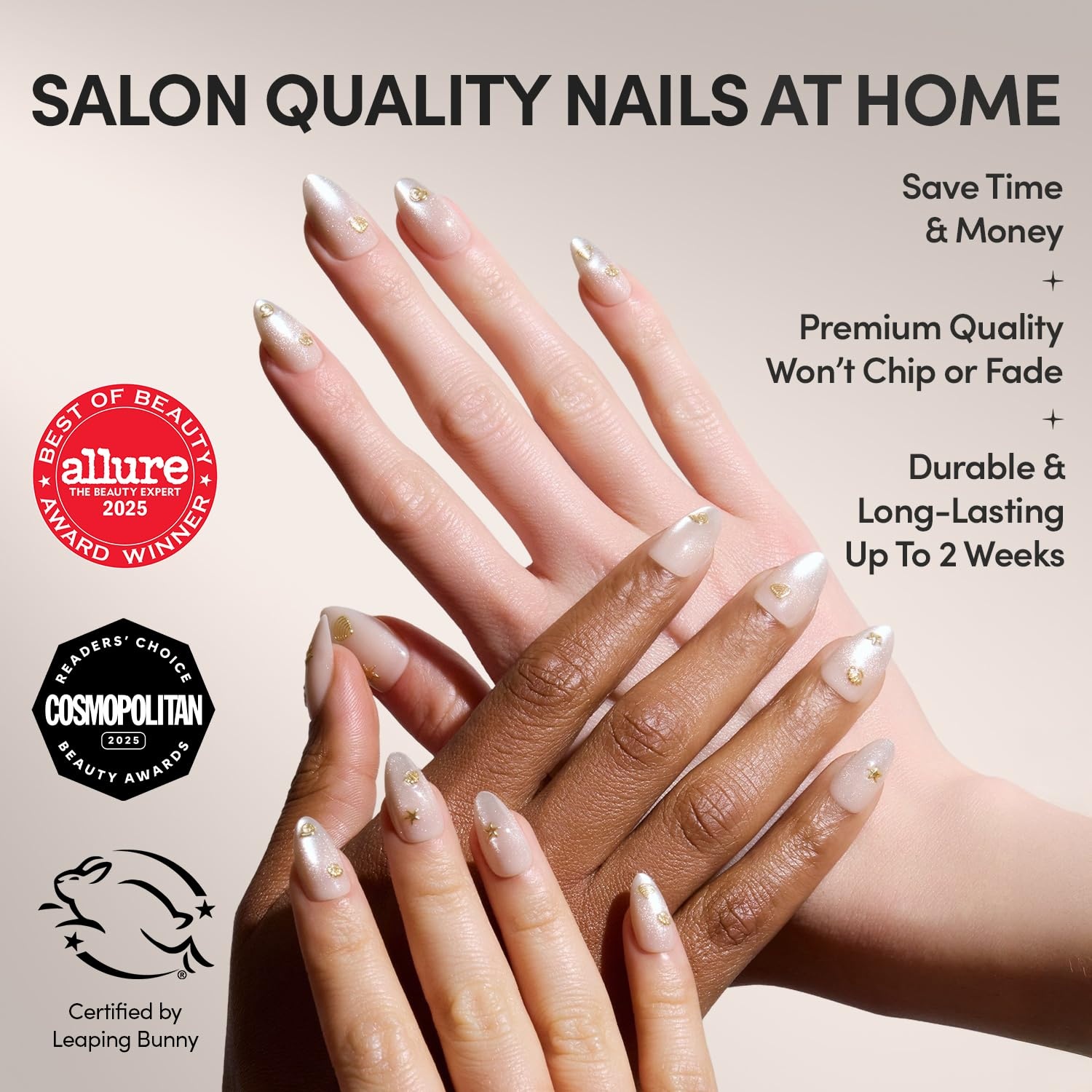 image:imageGlamnetic Press On Nails Short Almond Glossy Fake Nails 30 Pc Full Kit1F Sanded