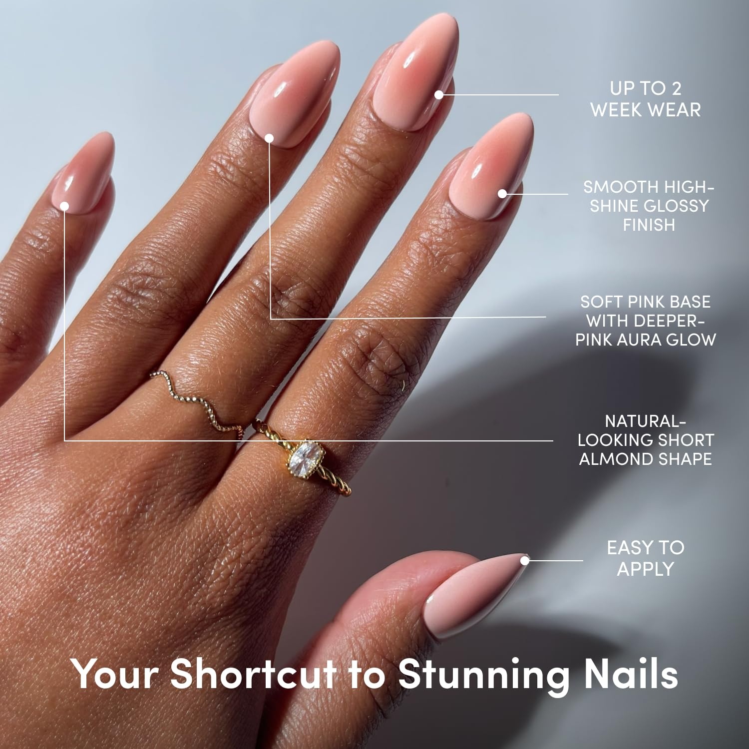 image:imageGlamnetic Press On Nails Short Almond Glossy Fake Nails 30 Pc Full Kit1X Pink Petalite
