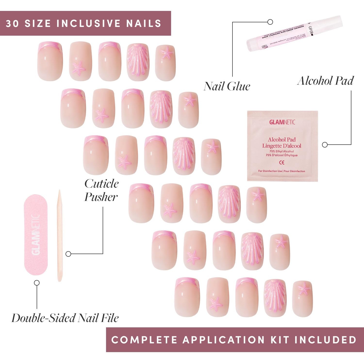 image:imageGlamnetic Press On Nails Short Almond Glossy Fake Nails 30 Pc Full Kit2B Blush Dunes