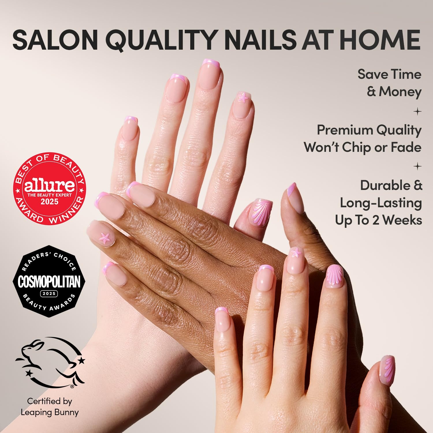 image:imageGlamnetic Press On Nails Short Almond Glossy Fake Nails 30 Pc Full Kit2B Blush Dunes