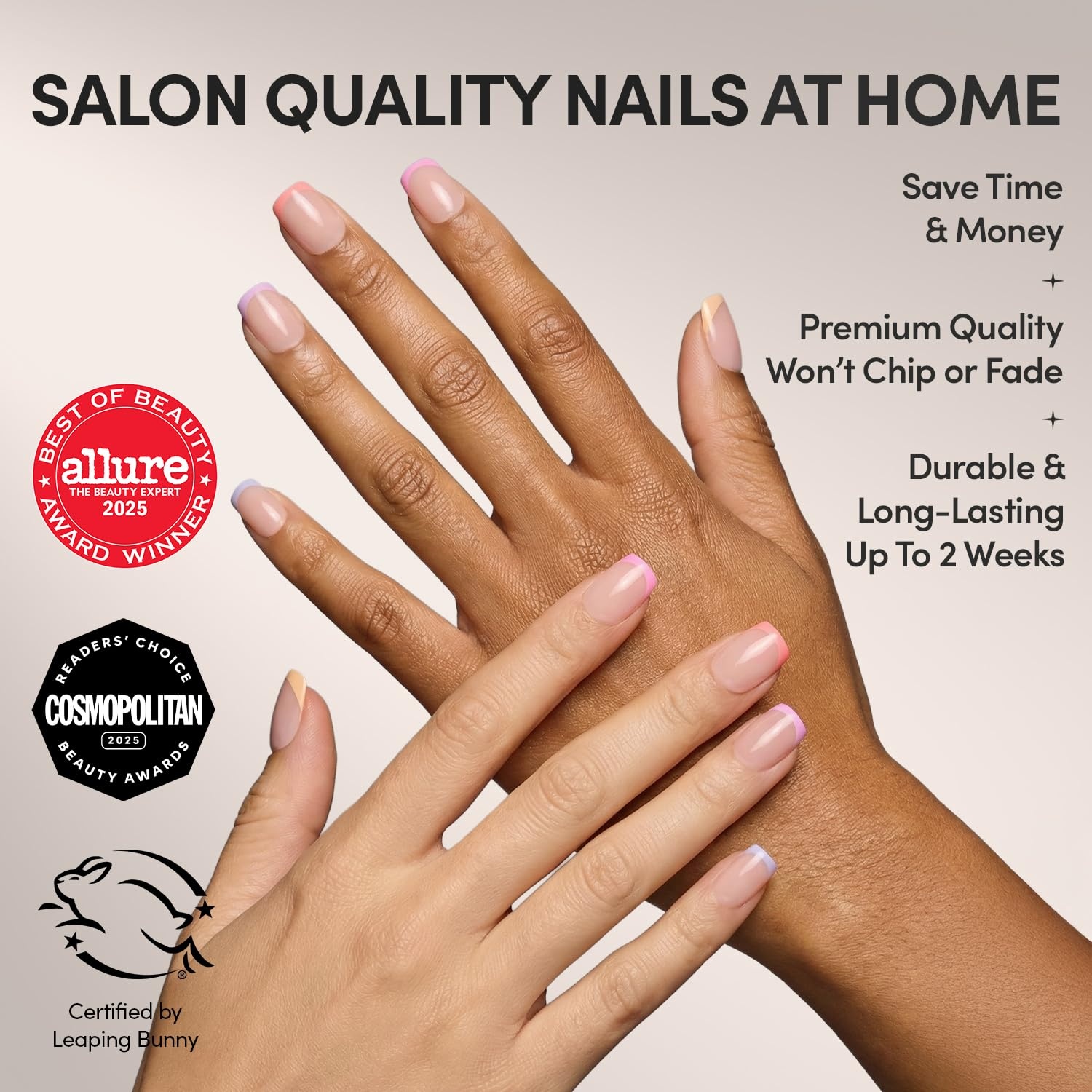 image:imageGlamnetic Press On Nails Short Almond Glossy Fake Nails 30 Pc Full Kit2C Macarons