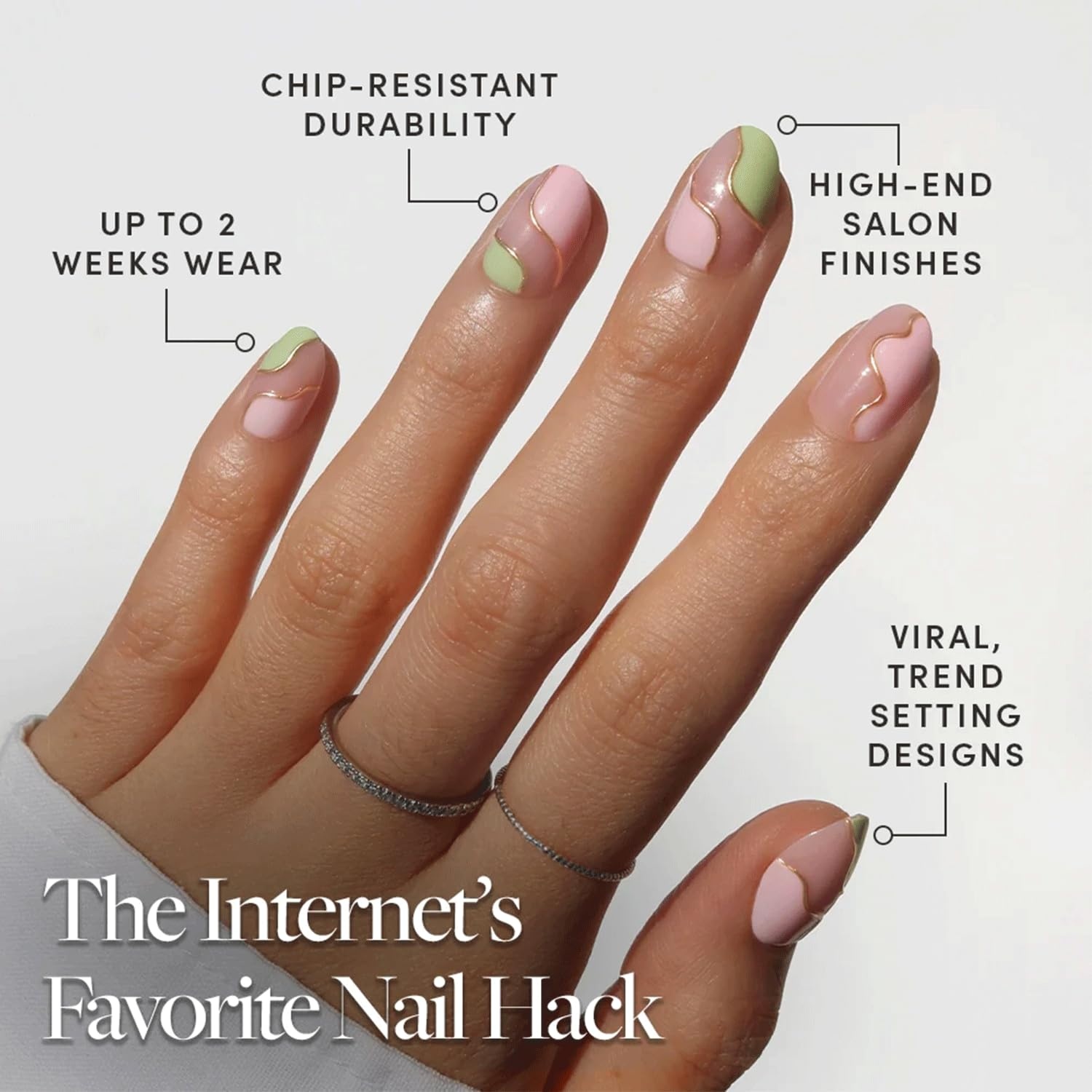 image:imageGlamnetic Press On Nails Short Almond Glossy Fake Nails 30 Pc Full Kit2D Strawberry Matcha