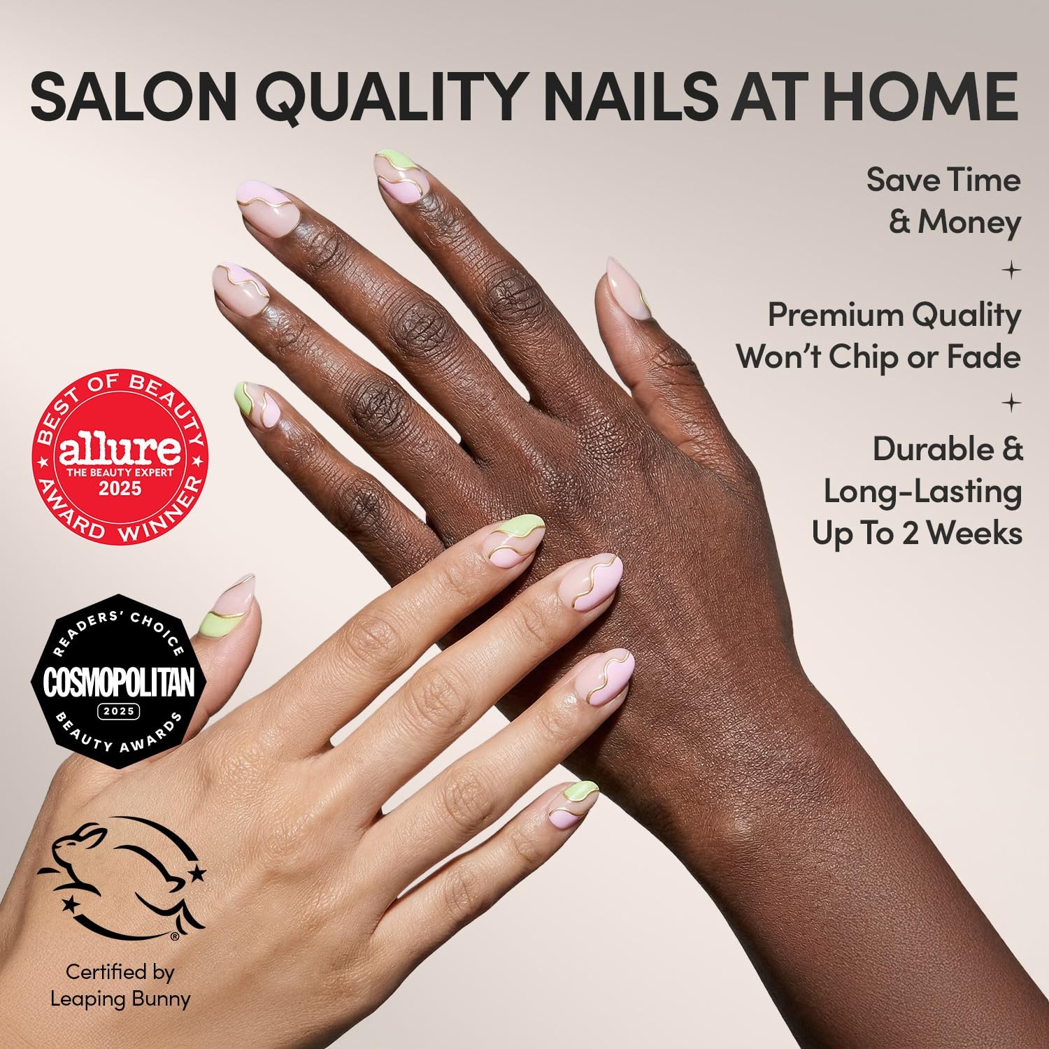 image:imageGlamnetic Press On Nails Short Almond Glossy Fake Nails 30 Pc Full Kit2D Strawberry Matcha