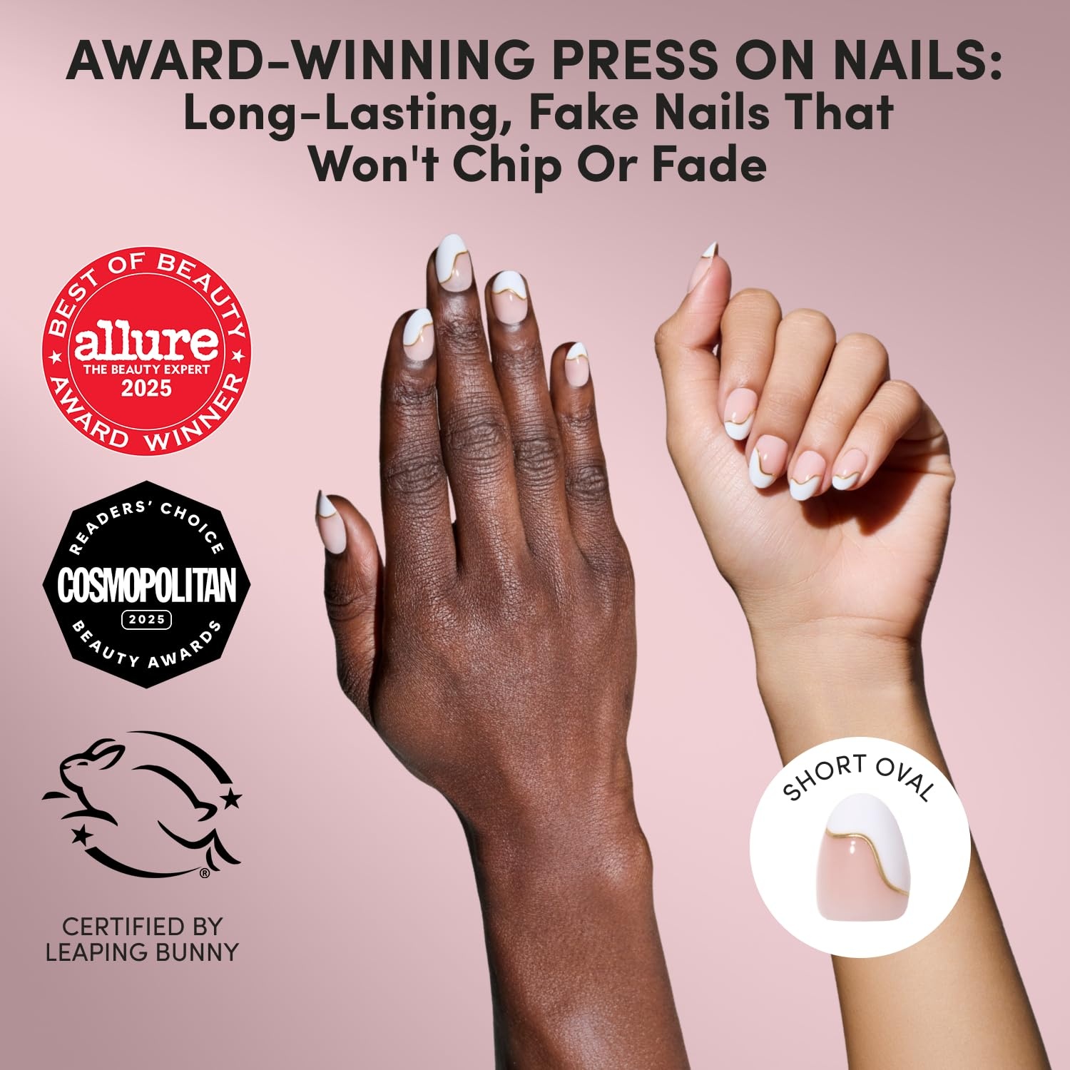 image:imageGlamnetic Press On Nails Short Almond Glossy Fake Nails 30 Pc Full Kit2F French Muse