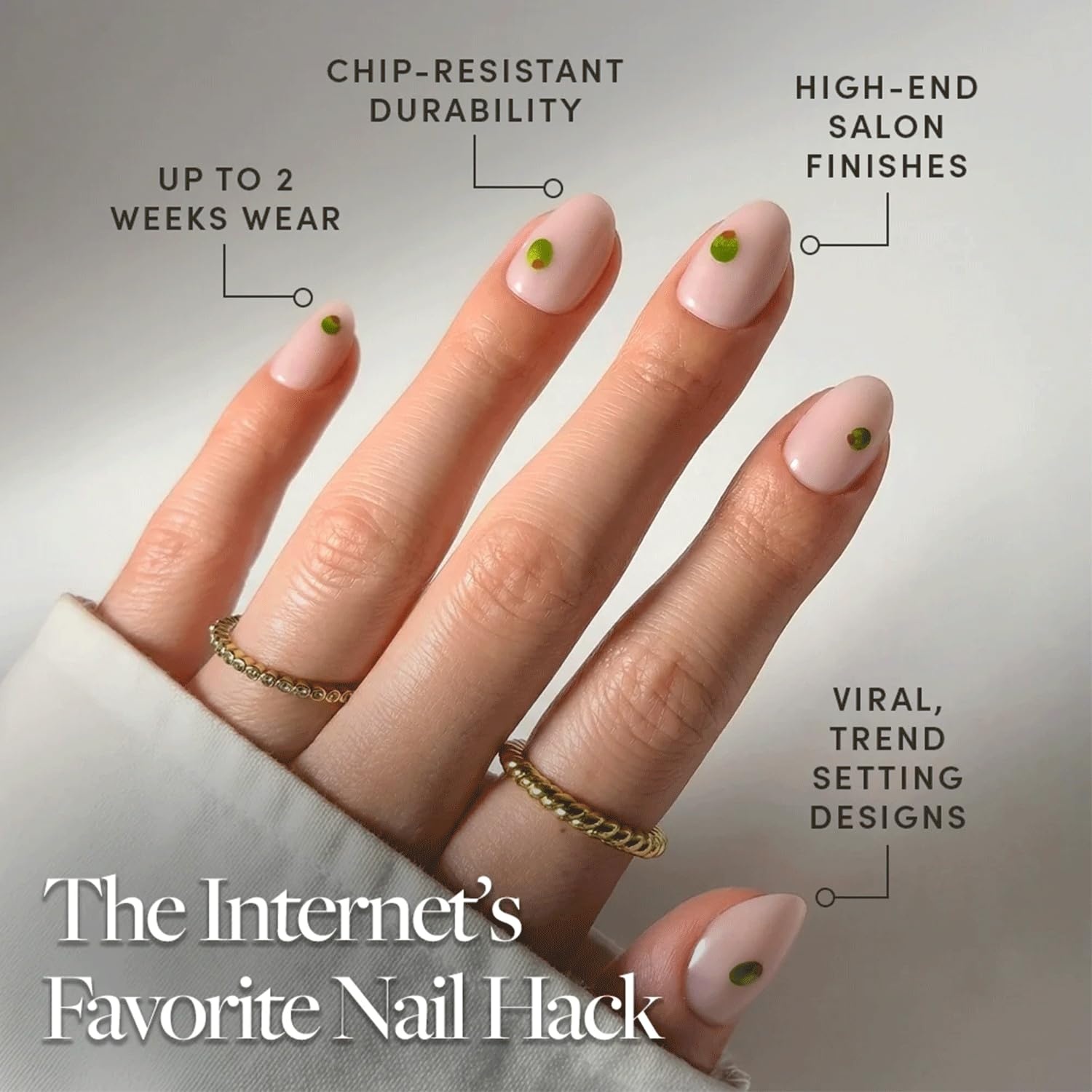 image:imageGlamnetic Press On Nails Short Almond Glossy Fake Nails 30 Pc Full Kit2G Tipsy Olive