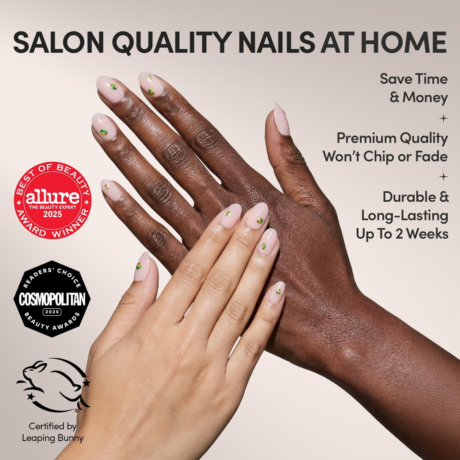 image:imageGlamnetic Press On Nails Short Almond Glossy Fake Nails 30 Pc Full Kit2G Tipsy Olive