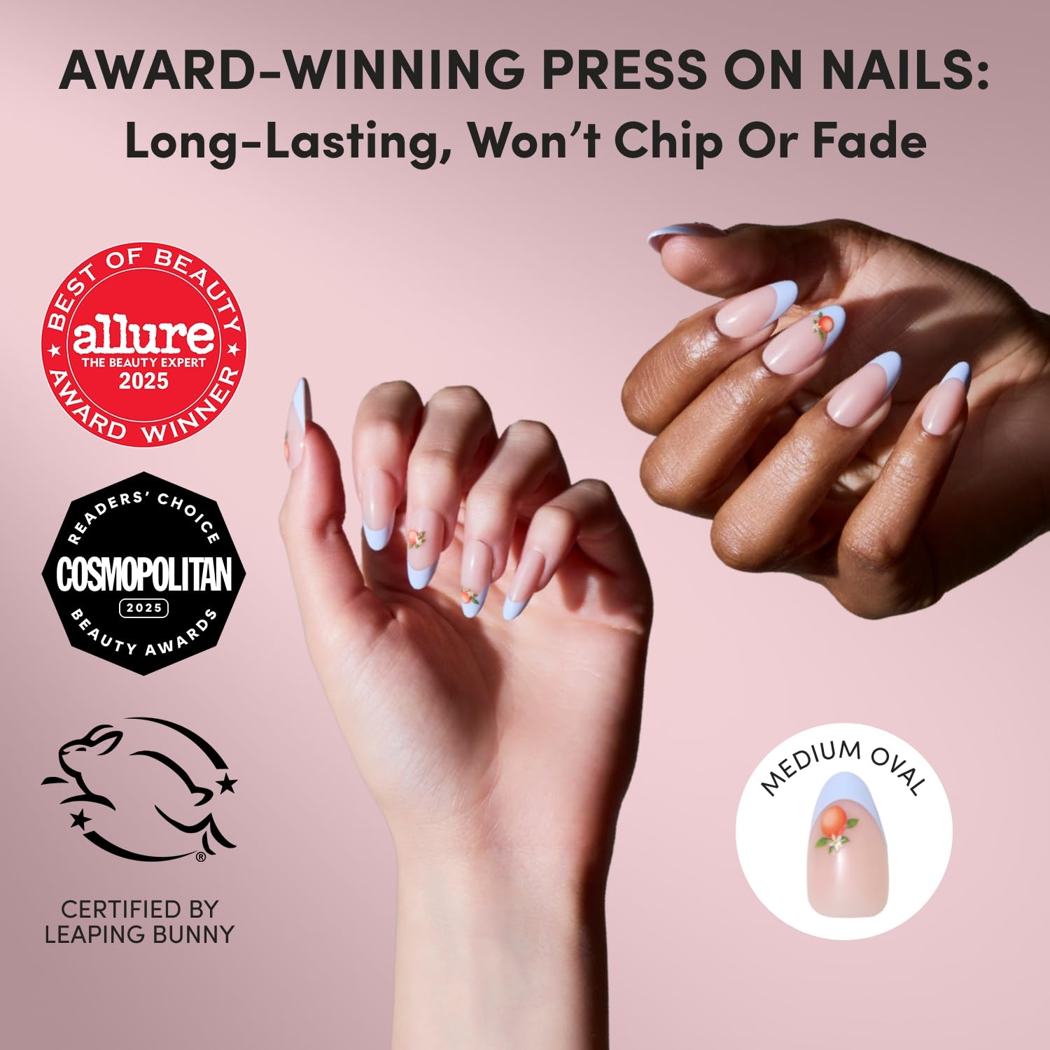 image:imageGlamnetic Press On Nails Short Almond Glossy Fake Nails 30 Pc Full Kit2H Capri Coast