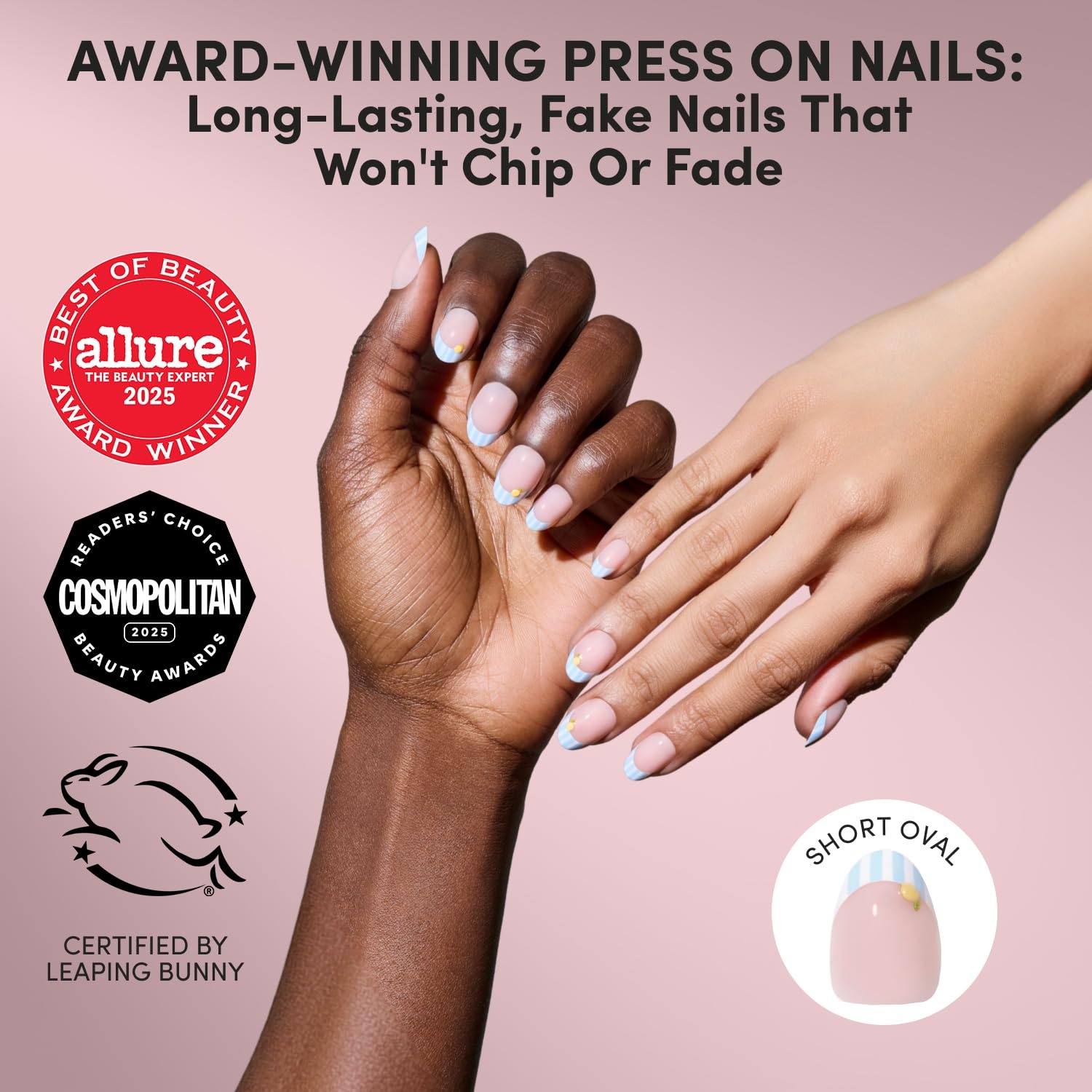 image:imageGlamnetic Press On Nails Short Almond Glossy Fake Nails 30 Pc Full Kit2K Summer Fresco