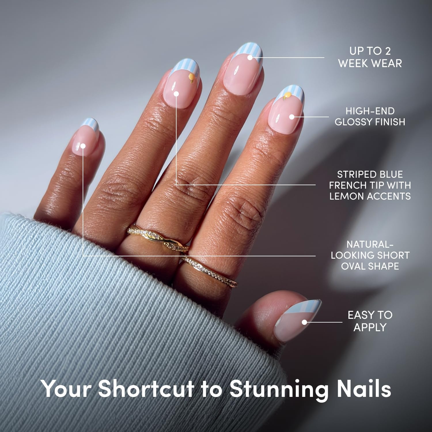 image:imageGlamnetic Press On Nails Short Almond Glossy Fake Nails 30 Pc Full Kit2K Summer Fresco