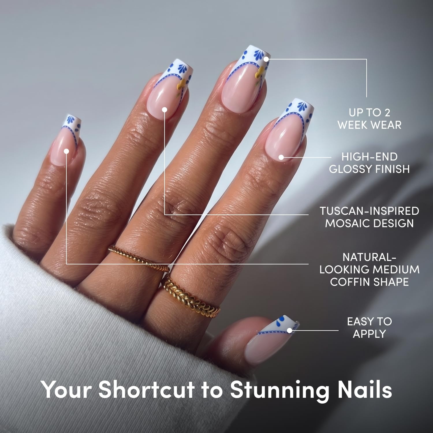image:imageGlamnetic Press On Nails Short Almond Glossy Fake Nails 30 Pc Full Kit3A Tuscan Twist