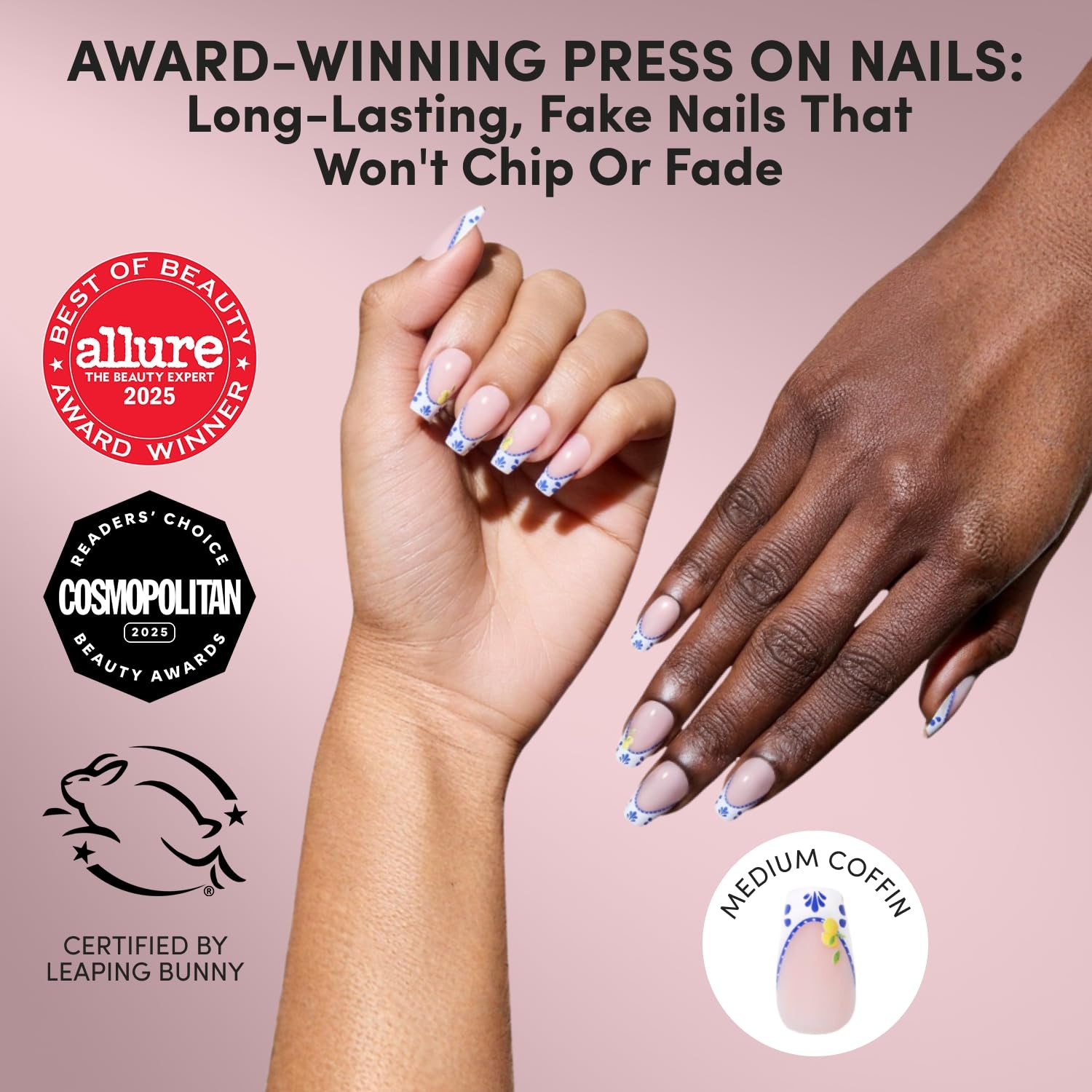 image:imageGlamnetic Press On Nails Short Almond Glossy Fake Nails 30 Pc Full Kit3A Tuscan Twist