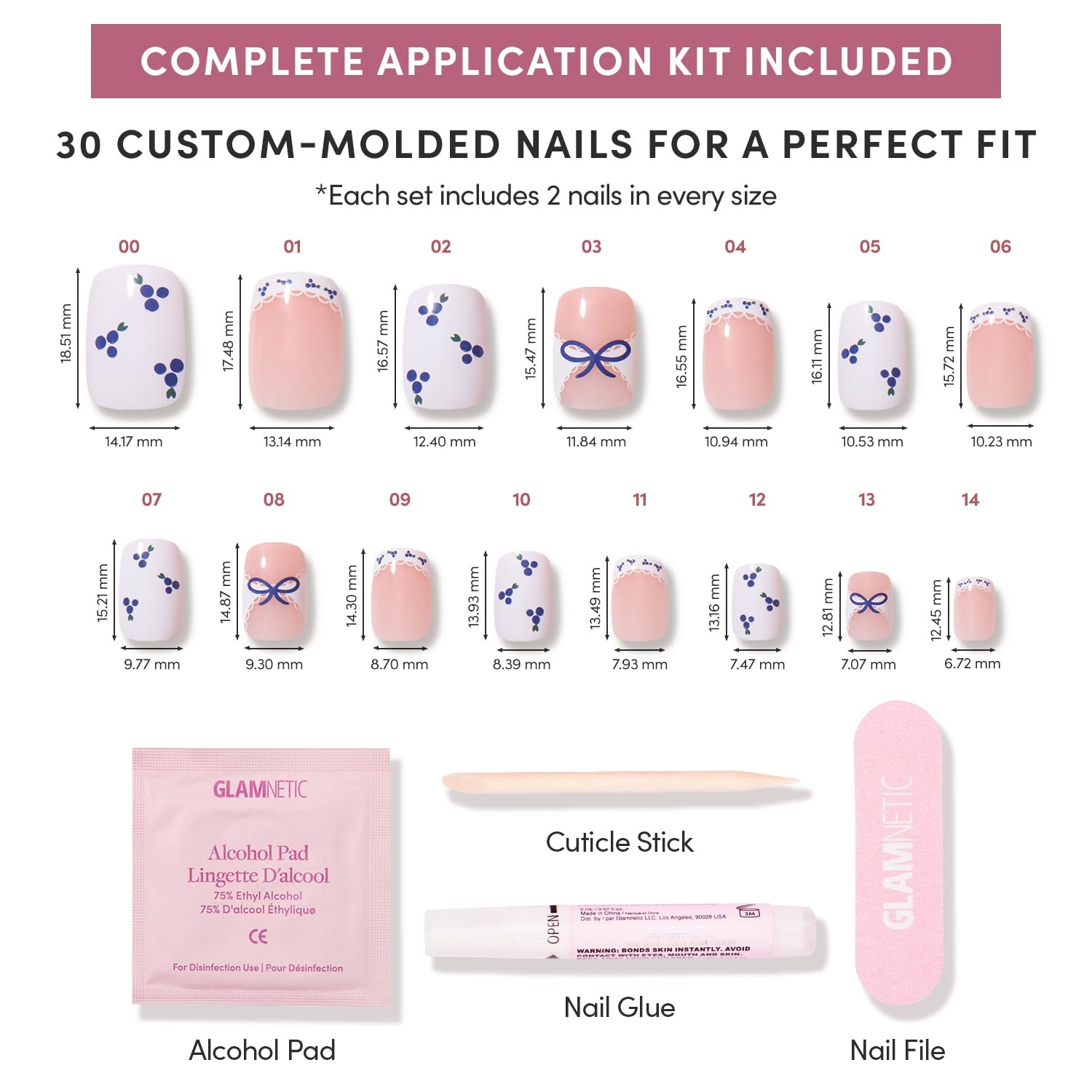 image:imageGlamnetic Press On Nails Short Almond Glossy Fake Nails 30 Pc Full Kit4A Blue A Kiss