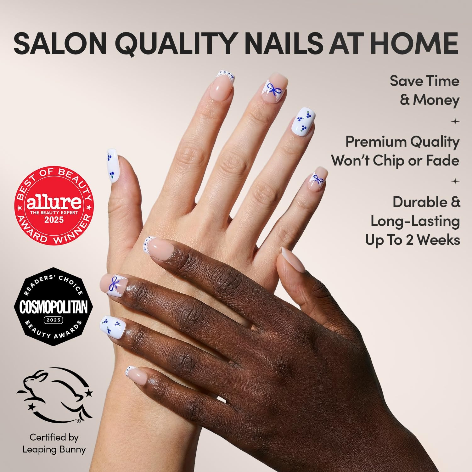 image:imageGlamnetic Press On Nails Short Almond Glossy Fake Nails 30 Pc Full Kit4A Blue A Kiss