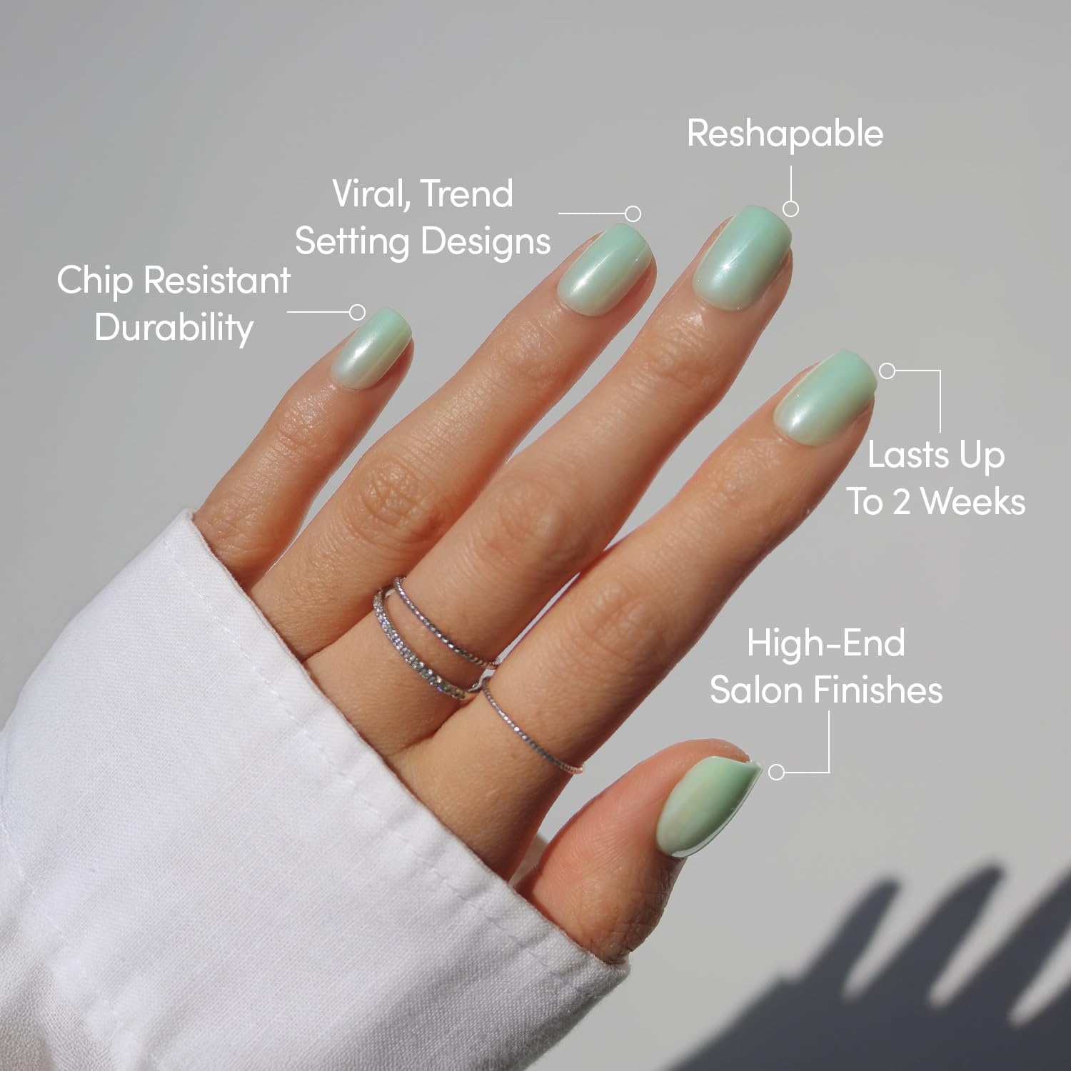 image:imageGlamnetic Press On Nails Short Almond Glossy Fake Nails 30 Pc Full Kit4B Honeydewy