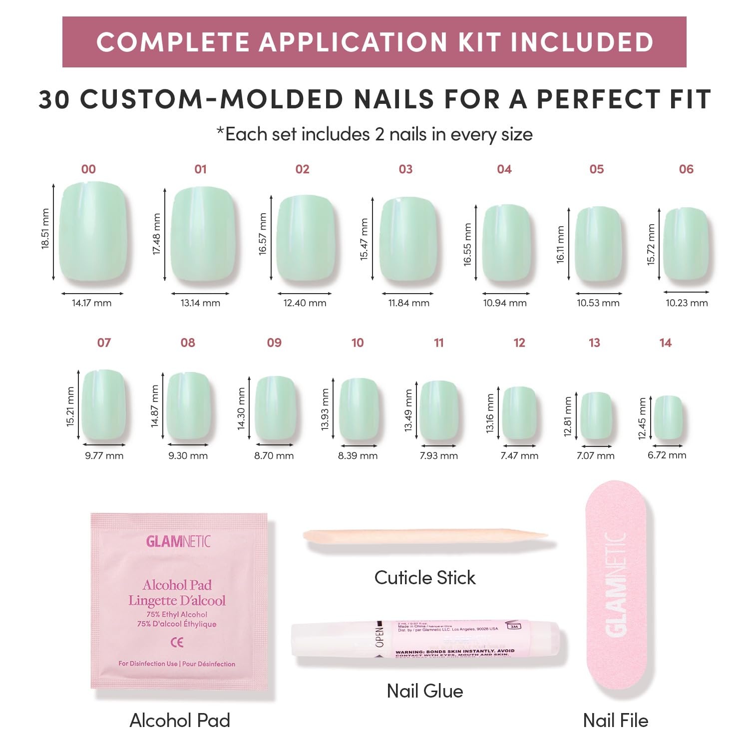 image:imageGlamnetic Press On Nails Short Almond Glossy Fake Nails 30 Pc Full Kit4B Honeydewy