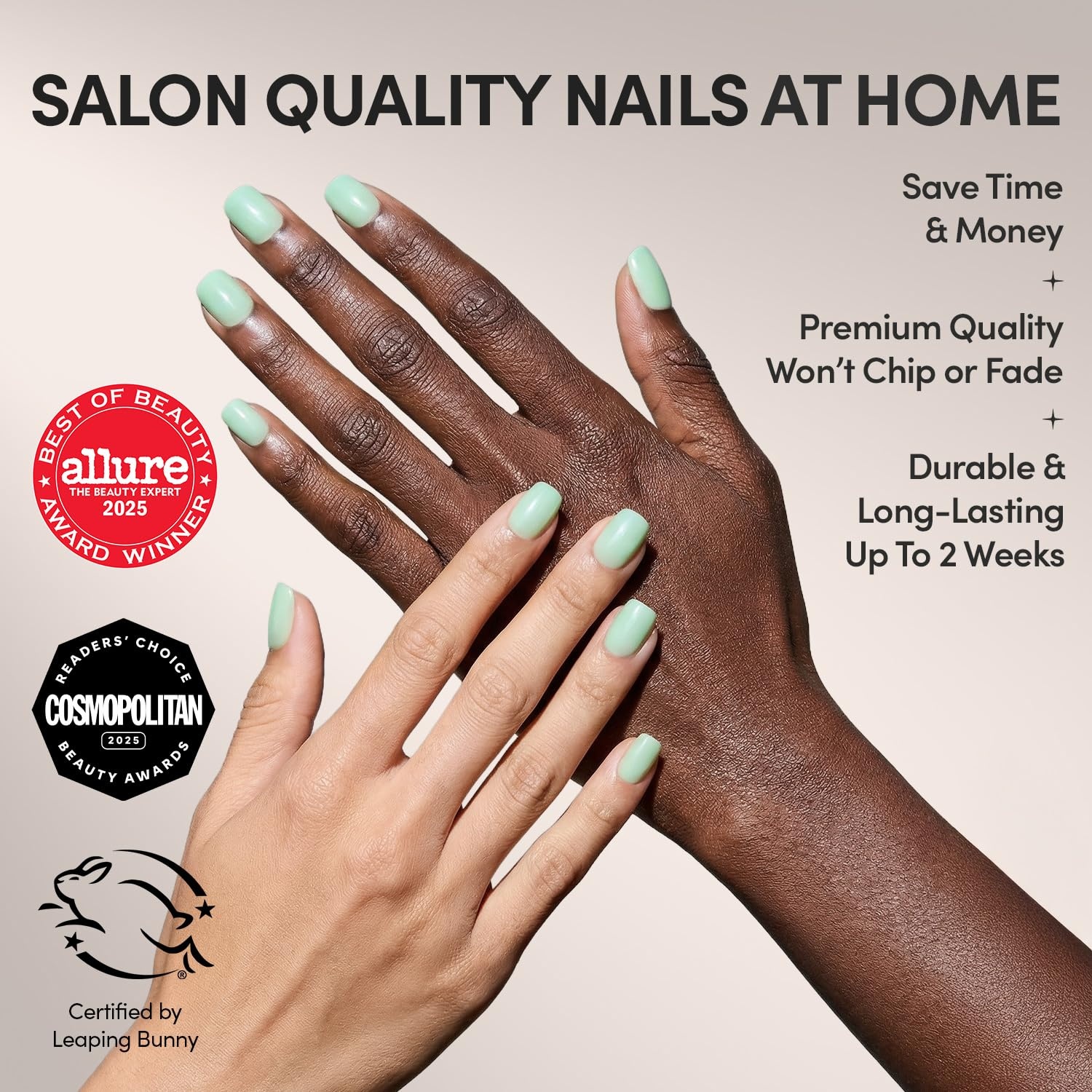 image:imageGlamnetic Press On Nails Short Almond Glossy Fake Nails 30 Pc Full Kit4B Honeydewy