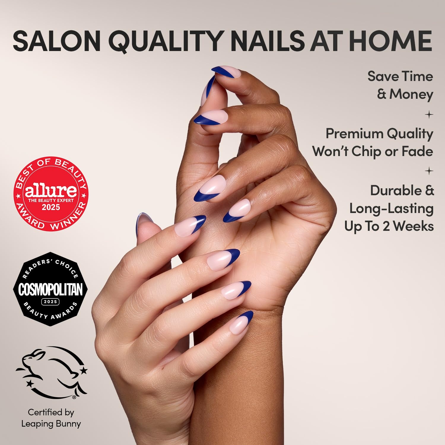 image:imageGlamnetic Press On Nails Short Almond Glossy Fake Nails 30 Pc Full Kit5B French Riviera