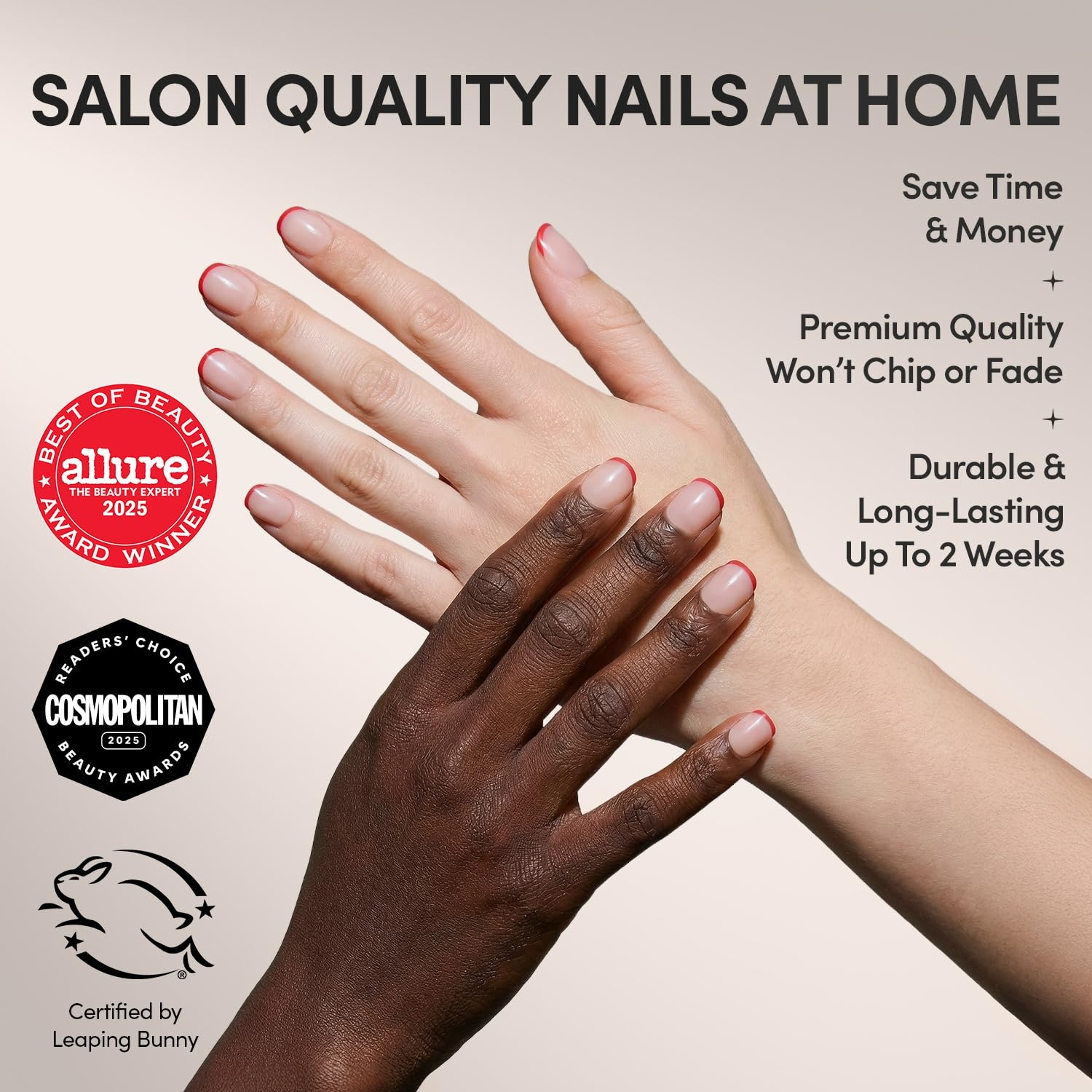 image:imageGlamnetic Press On Nails Short Almond Glossy Fake Nails 30 Pc Full Kit5B Hotline Red