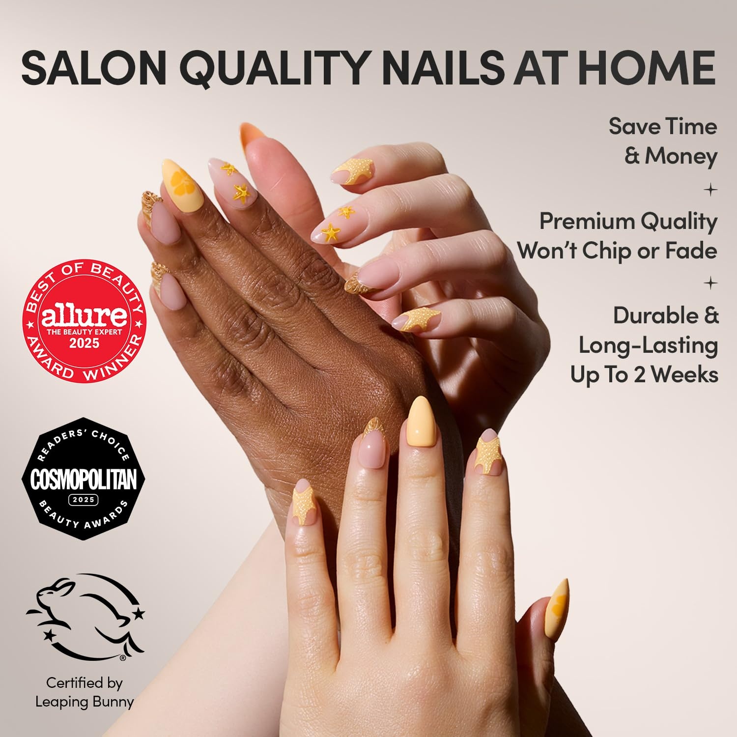 image:imageGlamnetic Press On Nails Short Almond Glossy Fake Nails 30 Pc Full Kit5C Sunny Shores