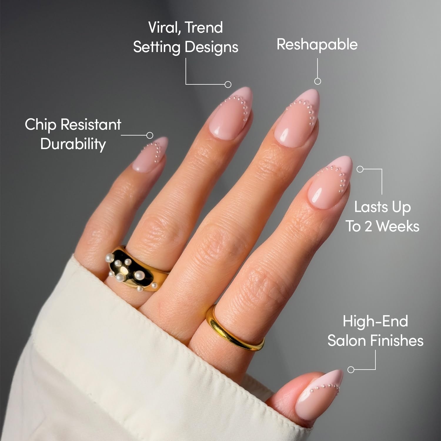 image:imageGlamnetic Press On Nails Short Almond Glossy Fake Nails 30 Pc Full Kit5D Pink Me Up