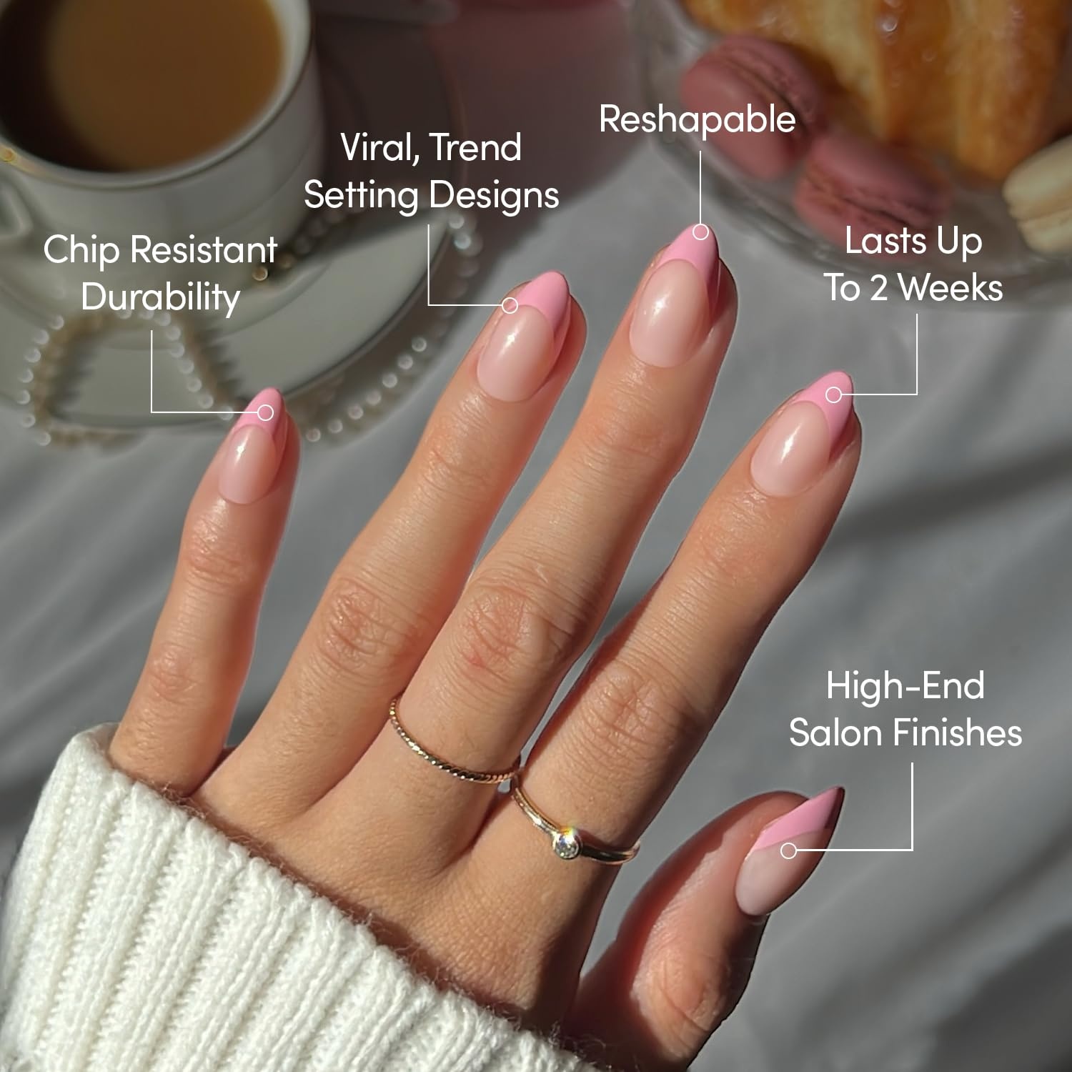 image:imageGlamnetic Press On Nails Short Almond Glossy Fake Nails 30 Pc Full Kit5E Pink Macaron