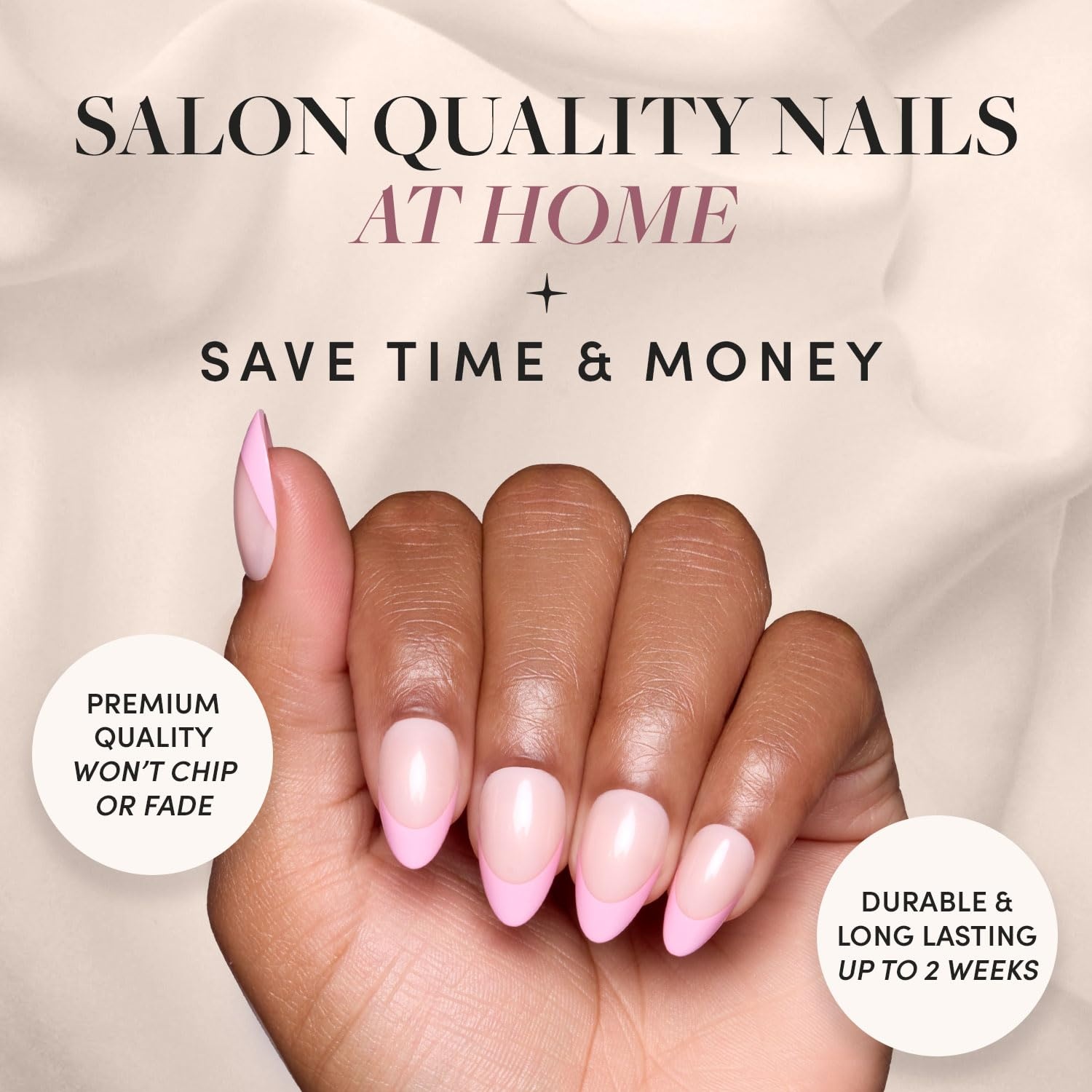 image:imageGlamnetic Press On Nails Short Almond Glossy Fake Nails 30 Pc Full Kit5E Pink Macaron