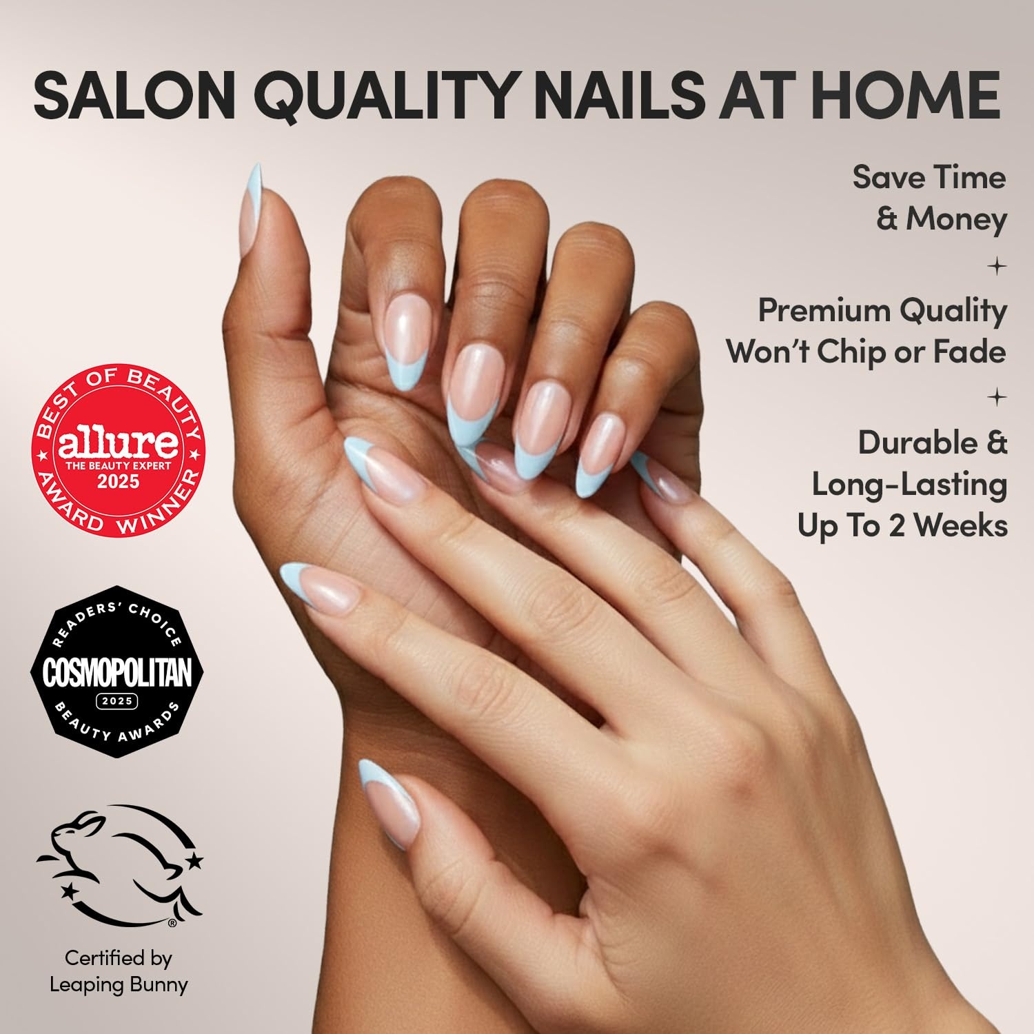 image:imageGlamnetic Press On Nails Short Almond Glossy Fake Nails 30 Pc Full Kit5G Blueberry Icing